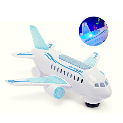 DIY Aircraft Toy Hand-on Ability Energy-saving Kids Toy 360 Rotation Electric Airplane Moving Flashing Lights Model Toy for Kids