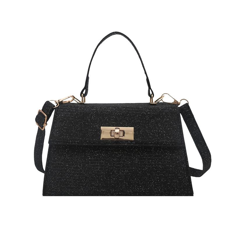 

Light luxury high-end women s bag, fashionable PU shoulder handbag, foreign style versatile lock small square bag чорний