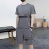Ice Silk Men's Sports Suit: Handsome Short Sleeve T-Shirt & Summer Trendy Outfit Set