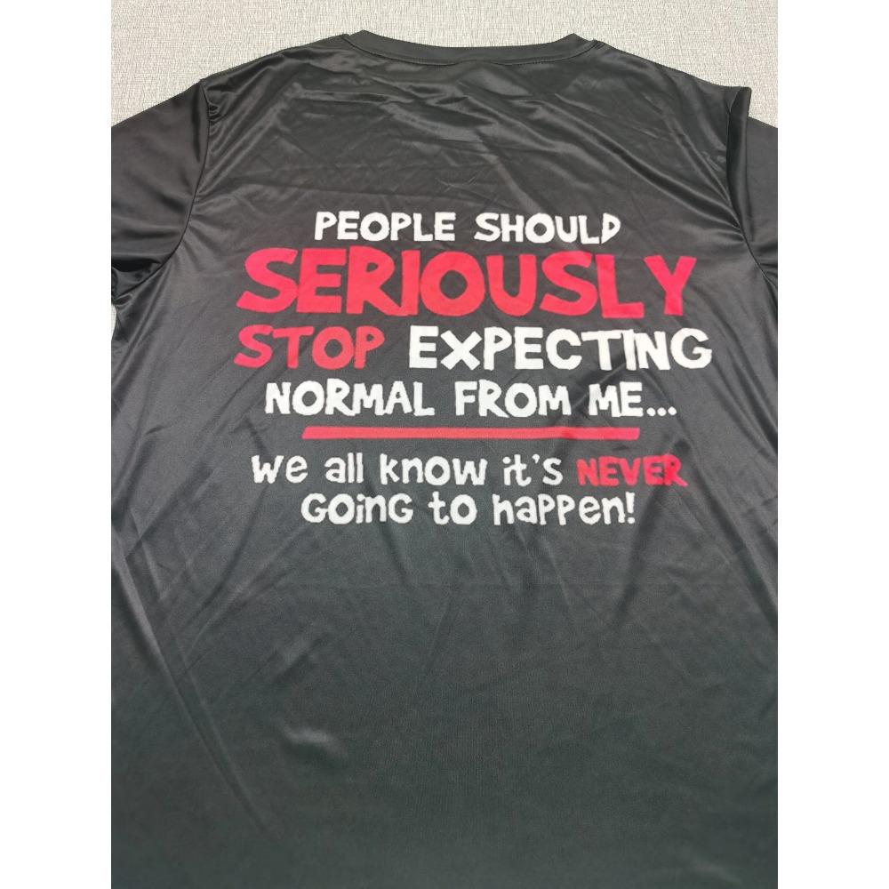 Men's 'Expecting Normal from Me' Slogan T-Shirt – Vintage Crew Neck, Comfort Stretch, Machine-Washable, Summer Essential