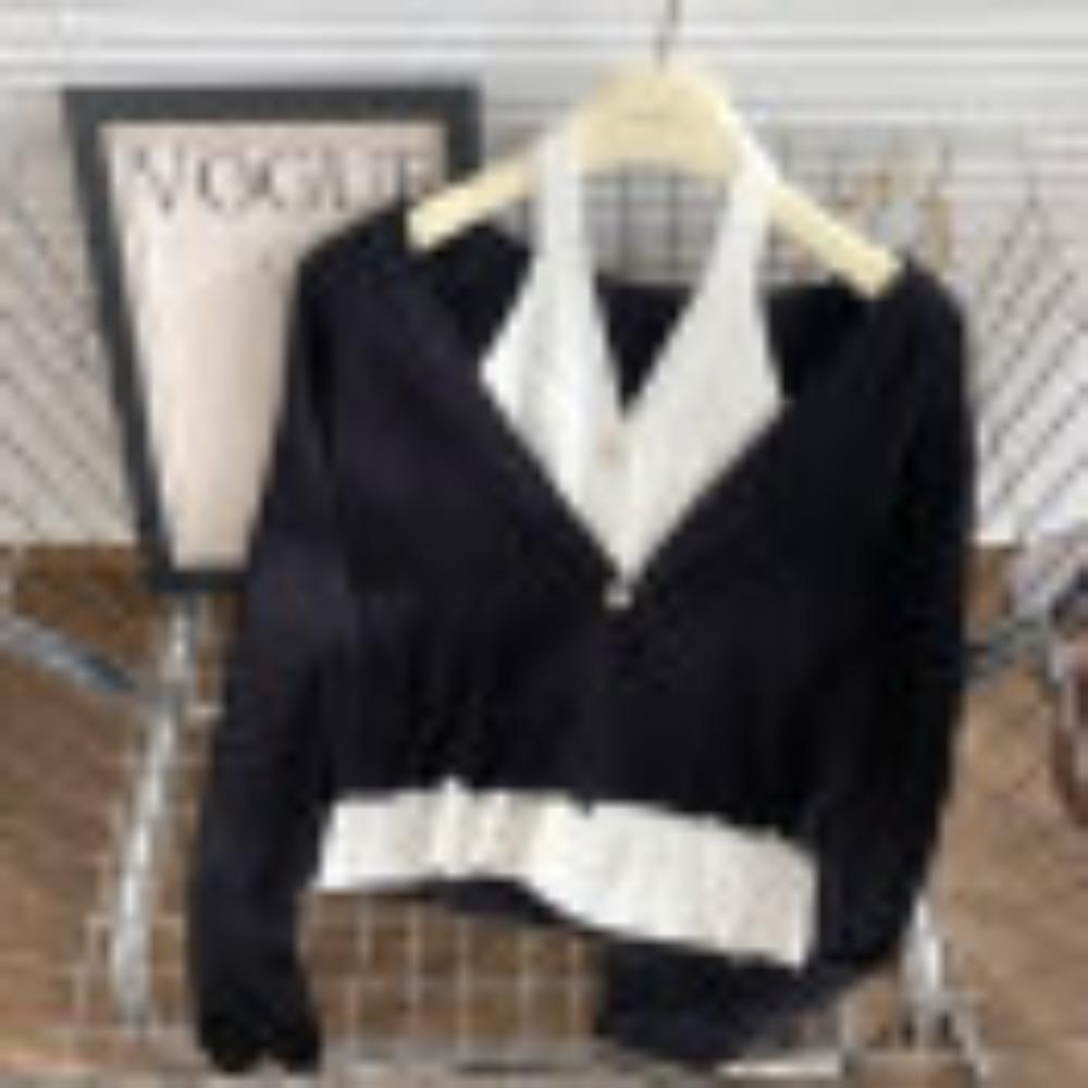 

Два вязаных кардигана с открытыми плечами для женского дизайна начала осени, уникальный и облегающий короткий топ контрастного цвета one size черный серый