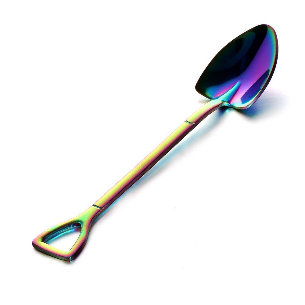 Soup Coffee Kitchen Multi-color Stainless Steel Shovel Shape Spoon Fork Ice Cream