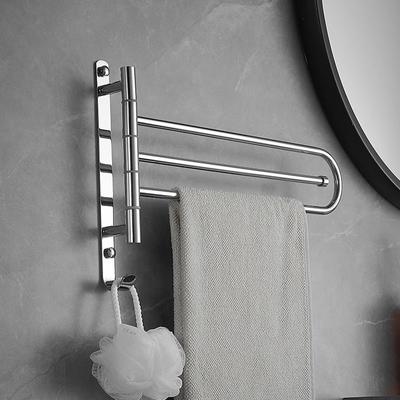Contemporary All Brass Folding Movable Towel Rack Perforated Installation Bathroom Hardware Accessories Electroplated Towel Bars