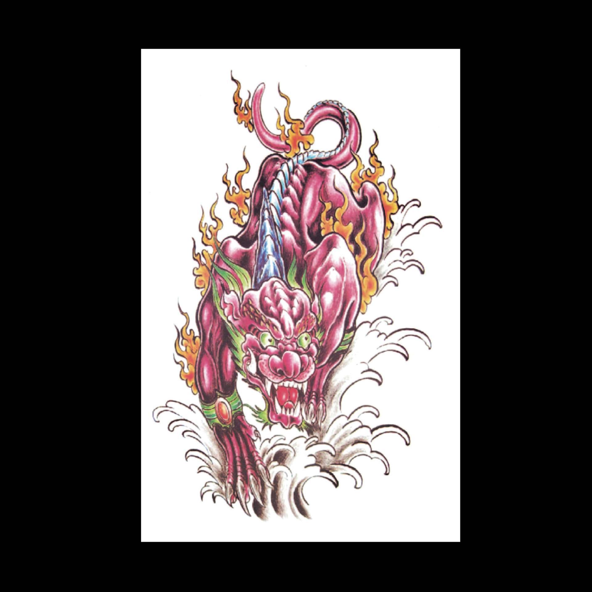 

Водонепроницаемые наклейки для татуировки: Волк, Карп, Гуань Гун, Череп, Пламя, Гейша, Крест, Сова, Цветы 12*19cm