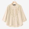 ZANZEA Women Casual Round Neck 3/4 Sleeve Loose Embroidery Print Blouse