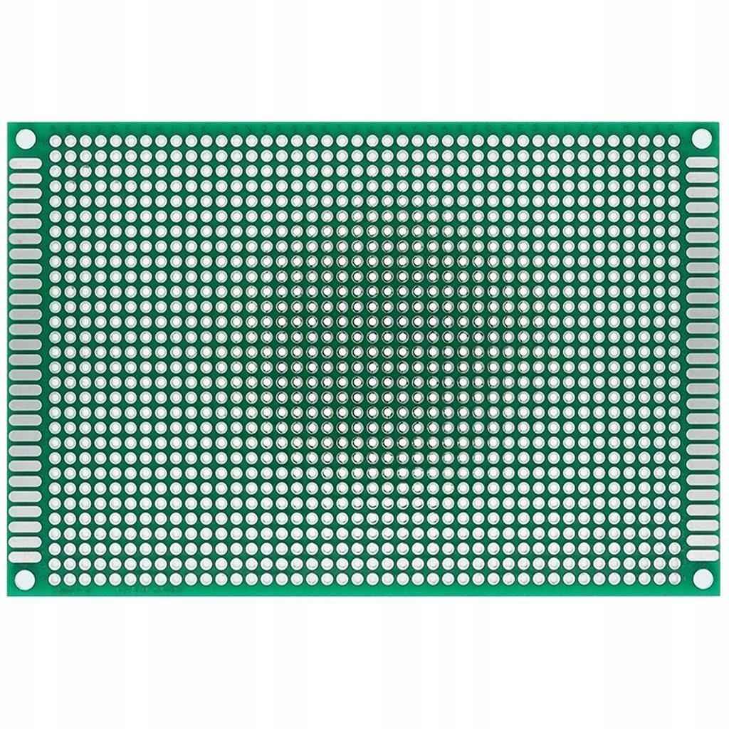 Rosfix Dwustronna Płytka Prototypowa 80 x 120 mm – Uniwersalna do Montażu THT | Raster Otworów 2,54 mm | Zielona Soldermaski