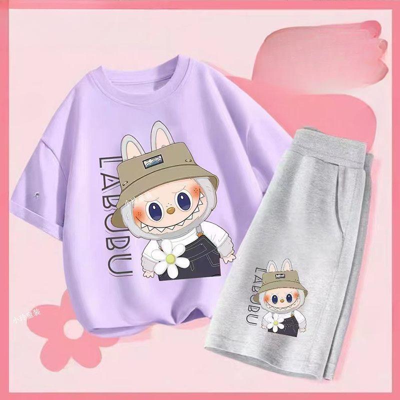 

Модный комплект футболок для девочек, Детский тканевый комплект с короткими рукавами и модный 140cm