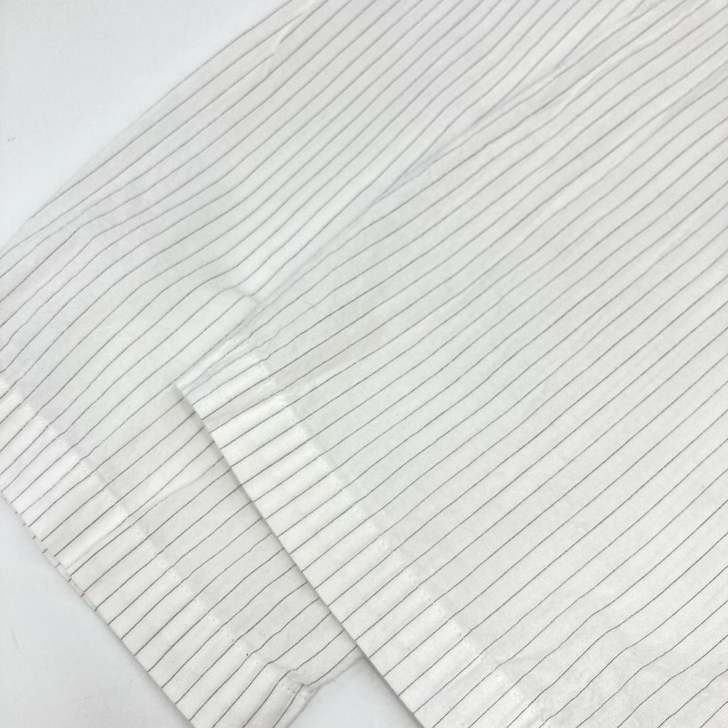 CONTEMPO White Stripe 54152 Cotton Open-Collar Shirt Tops L whiteUsed