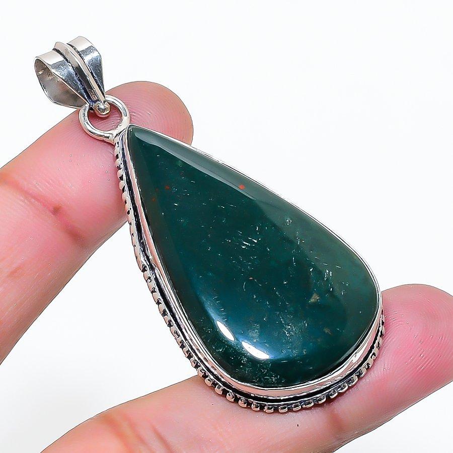 Natural Bloodstone Gemstone Handmade 925 Sterling Silver Pendant 2.29  AP-15194