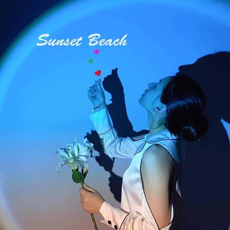 Sunset Sunset Light Slanting Sun Beach Dawn Light Seaside Blue Gradient Living Room Shooting Projection Atmosphere Table Lamp