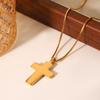 Gold Tone Titanium Steel Cross Pendant Necklace with Diamond Accents Non Tarnish Elegant Collarbone Chain