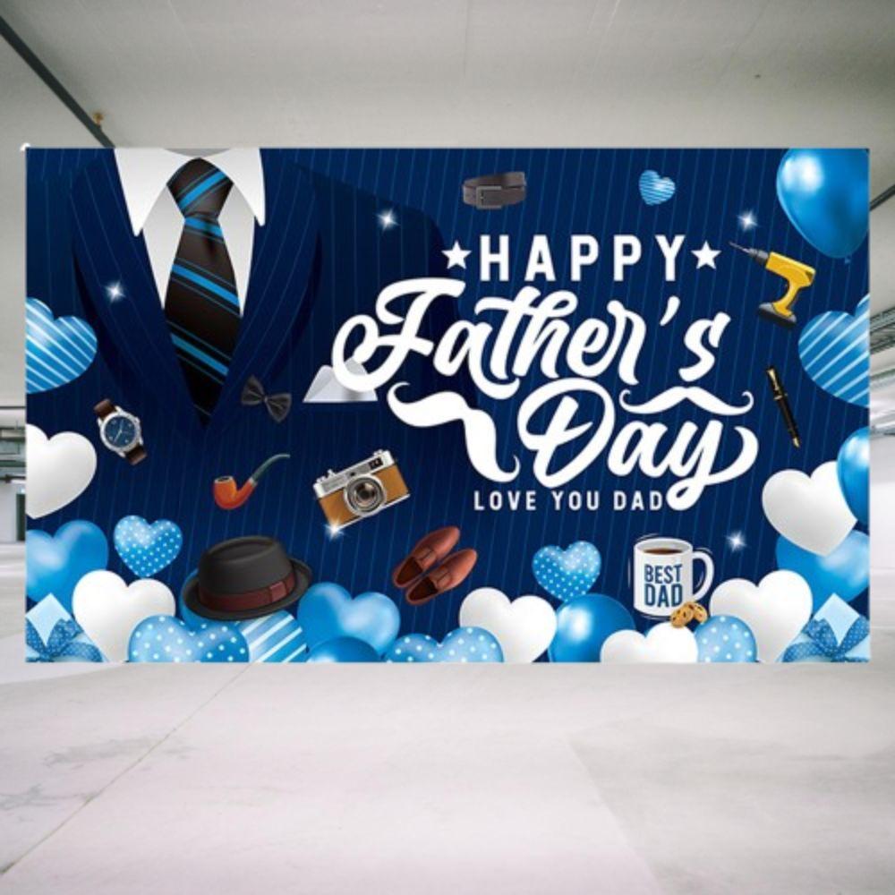 Gentleman Tuxedo Happy Father's Day Background Blue Party Photo Banner  Home Party Decor