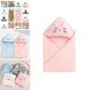 Adorable Embroidered Coral Fleece Cloak Cozy Hooded Animal Infant Wrap