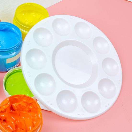 2Pcs 17CM Paint Palette 11 Wells Round Non-stick Easy Clean Kid Adult Student Craft DIY Watercolor Mixing Oil Acrylic Paint Tray Pallet Artist