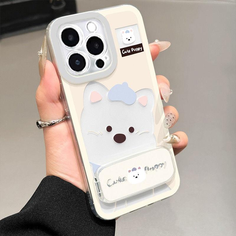 West Highland Puppy Mirror Holder for Apple 11 Mobile Phone Case 11promax Anime Protective Case 11 Cute 11