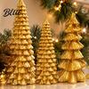 Stylish Entryway Holiday Decor Golden Christmas Tree Ornament for Tabletop Decor Modern Resin Xmas Festive Home Accents Figurine Table Centerpiece