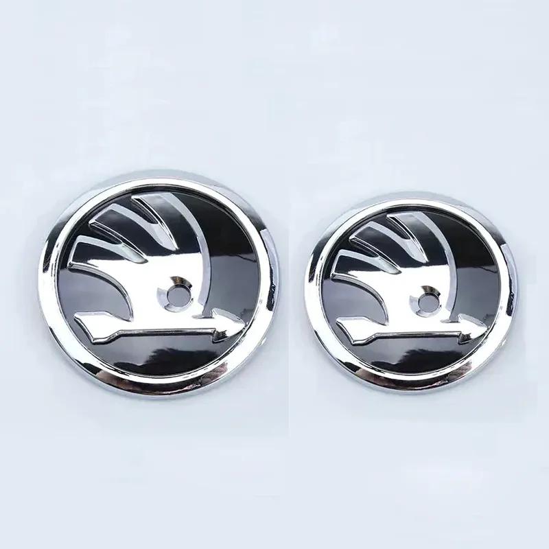 2Pcs 80mm 90mm Car Head Front Rear Boot Trunk Emblem Sticker for Skoda Octavia 2 3 A5 A7 Kodiaq Fabia Rapid 3 Karoq Superb VRS