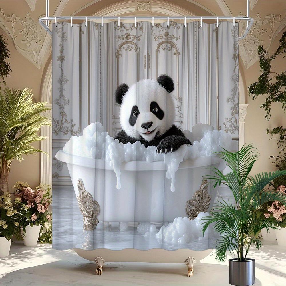 

Cute Panda Vintage Bathtub Shower Curtain Bathroom Decoration Including 12 Hooks, 180X 180Cm Machine Washable Shower Curtain W60H190(CM)-1 Pcs