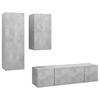 4 piece TV cabinet set concrete grey particleboard