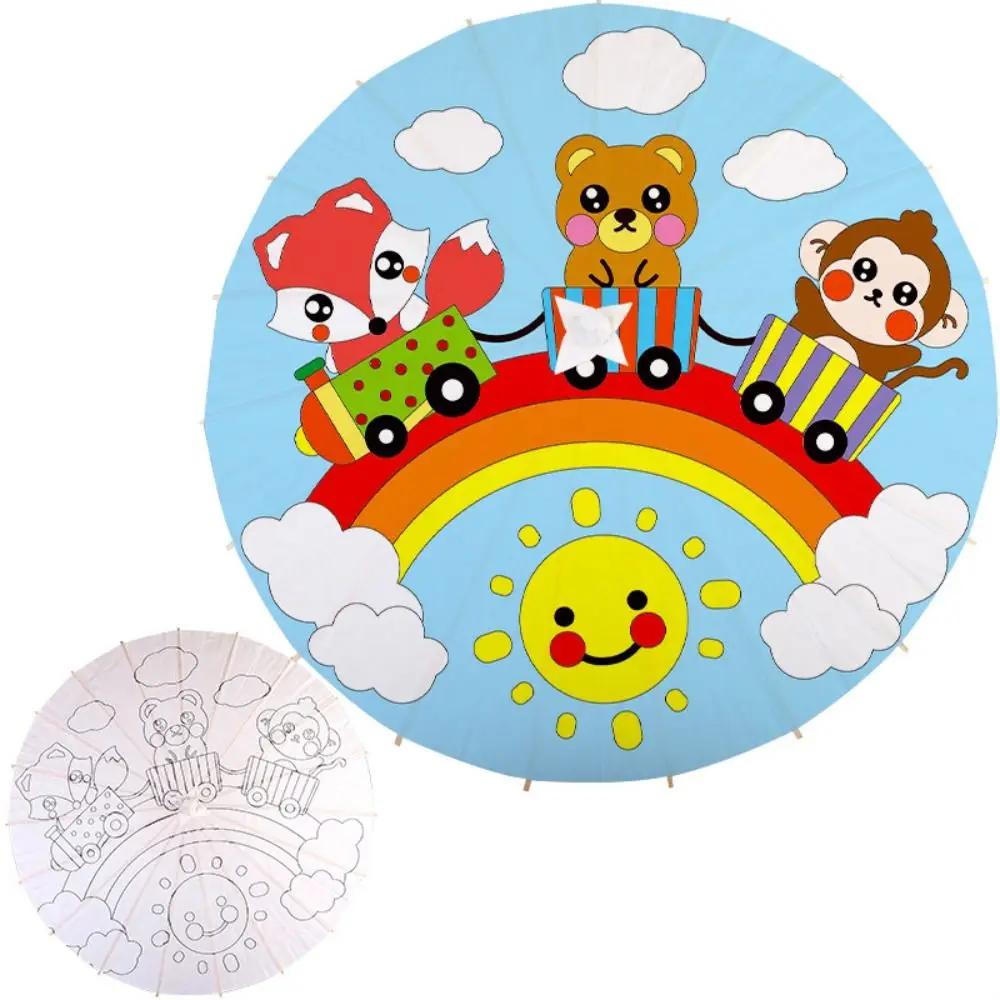1Pcs Wedding Birthday for Baby Shower DIY Handmade Long-handle Painting Supplies Photography Prop Dance Prop Paper Umbrella