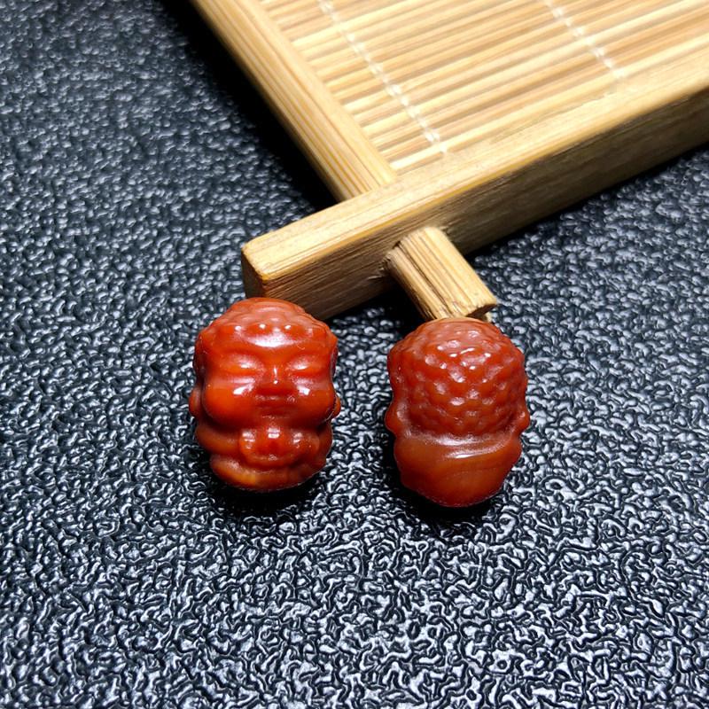 Red Agate Baby Buddha & Yellow Jambhala Beads for DIY Bracelet Accessories