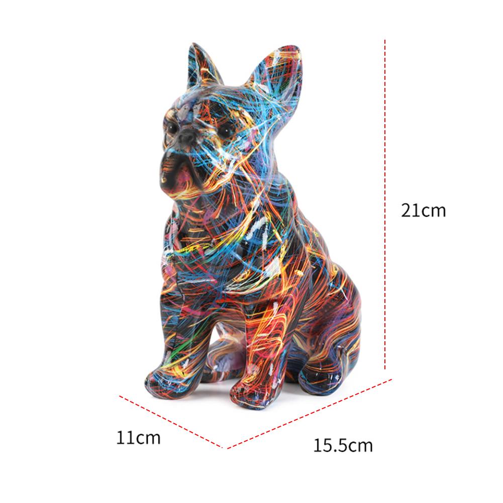 French Bulldog Figurine Bulldog Statue Creative Colorful Art Animal Statue Resin Puppy Figurine Home Offcie Desktop Craft Decor