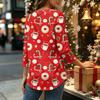 Top casual da donna con stampa natalizia a maniche lunghe
