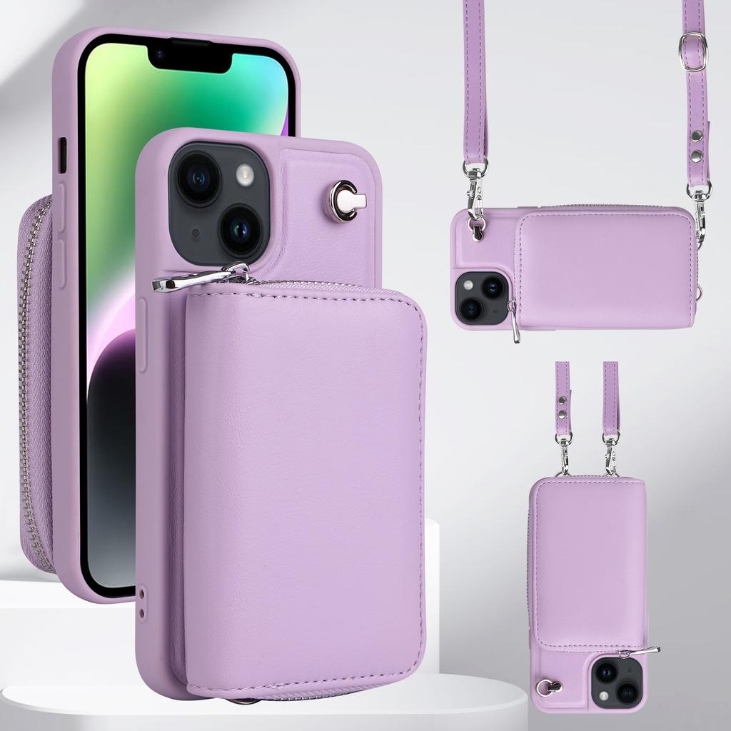 Crossbody Zipper Cards Solt Wallet Leather Case Bag For iPhone 15 Pro MAX 14 Plus 13 12 11 Lanyard Detachable Purse Pouch Cover