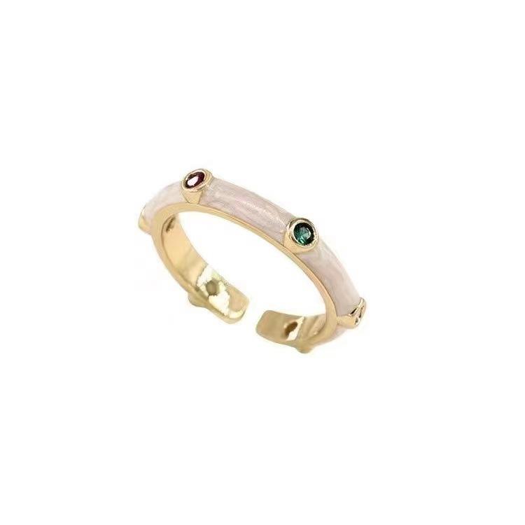 Stacking Real Light Luxury Mango Star Drop Glaze Three-Piece Ring Women'S High-End Fashion Niche Design Index Finger Ring