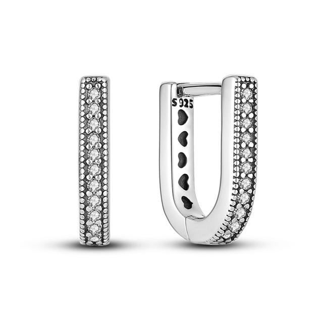 Double Hoop Dangle Earrings Silver Color Fit Original Brand Charms Fine Body Jewelry Gift For Fashion Women 