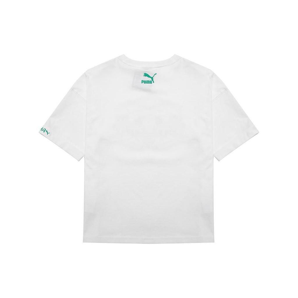 Puma Logo Letter Pattern Printed American Vintage Crew Neck Casual Short Sleeve T-Shirt Women T-Shirt White 536730-02