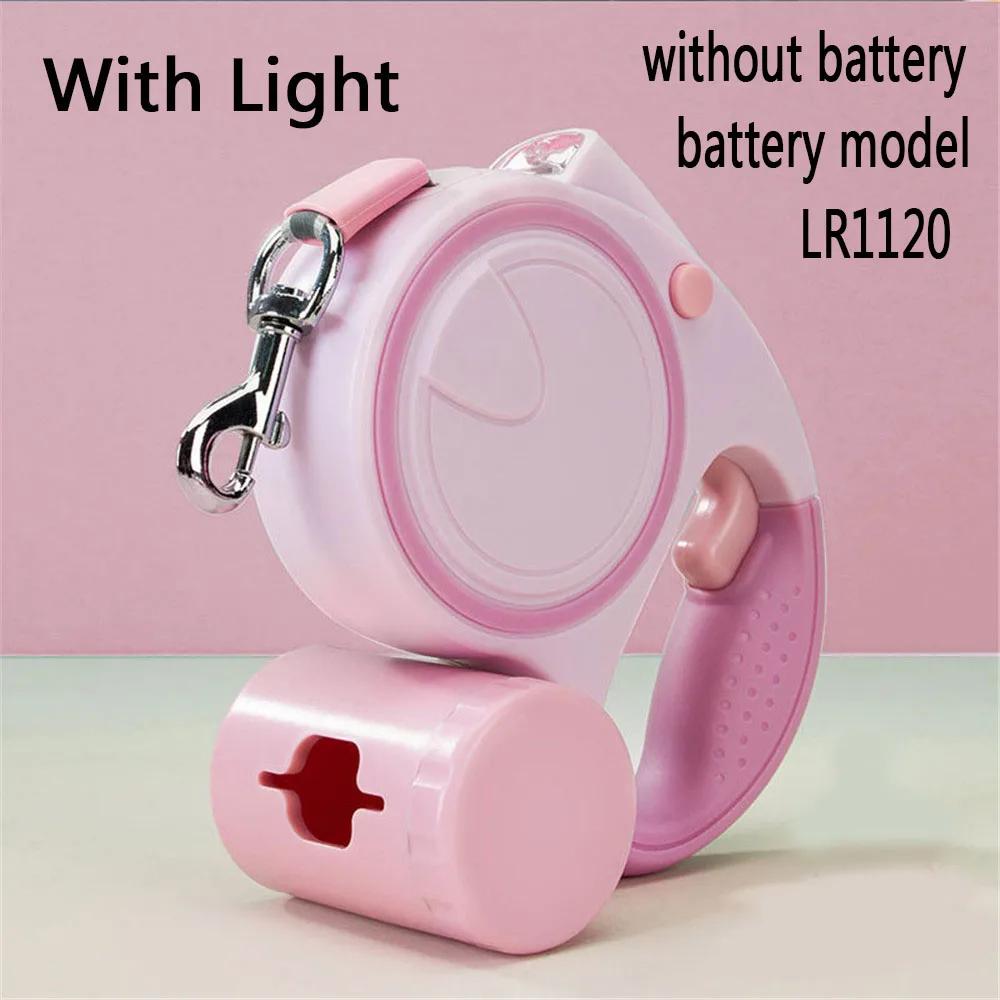 Vodítko pro psa s LED světly a sáčkem na exkrementy, zatahovací, nylonové, 5M tažné lano, odolný pásek pro chůzi a běh, automatické vysouvání, vodítko pro psa