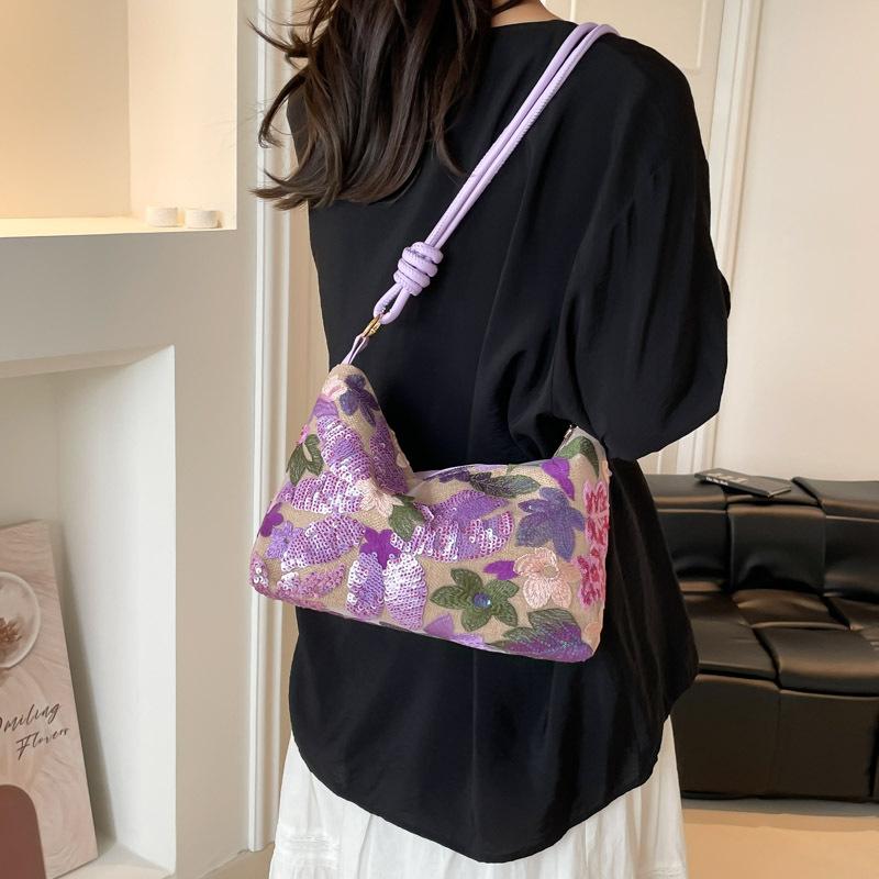 New Cross-Border Embroidered Floral Top Handle Bag Chinese Style Shoulder Bag Comfortable and Versatile Texture Storage Bags