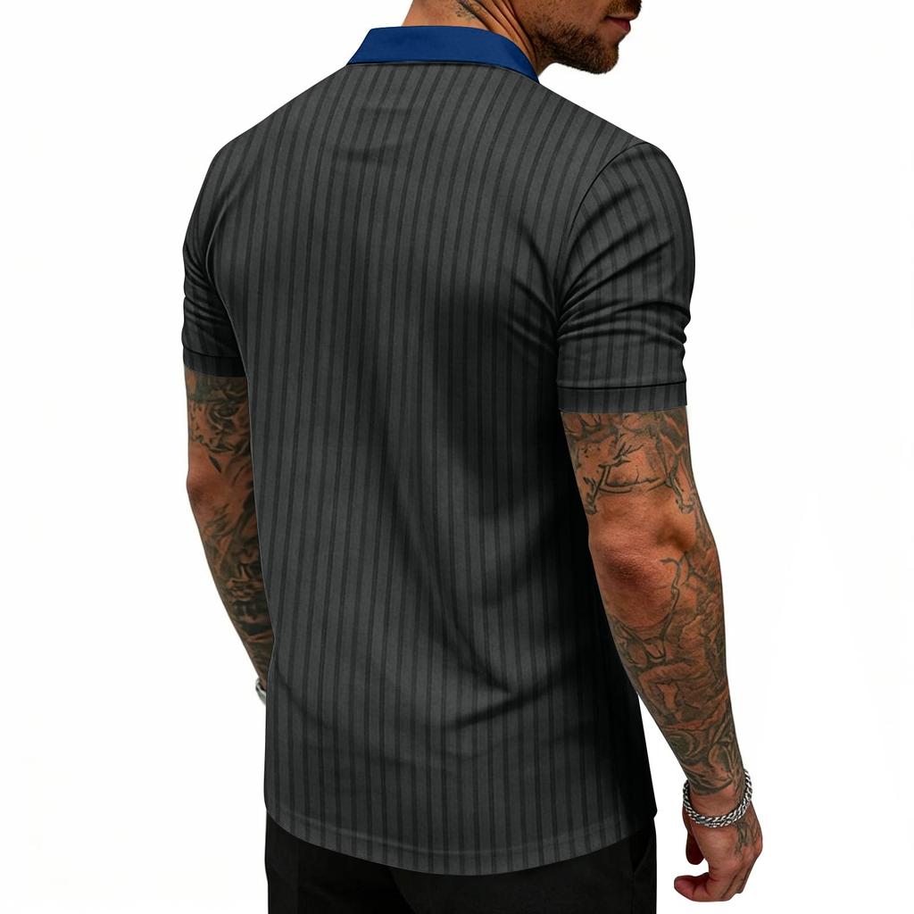 Men's High Stretch Ribbed Knit Stand Collar Shirt: Workout, Casual & Stylish