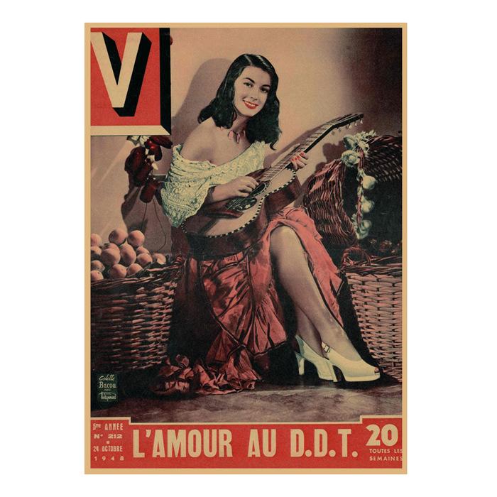 Vintage Sexy Beauty Star Illustration Wall Poster for Bar or Cafe