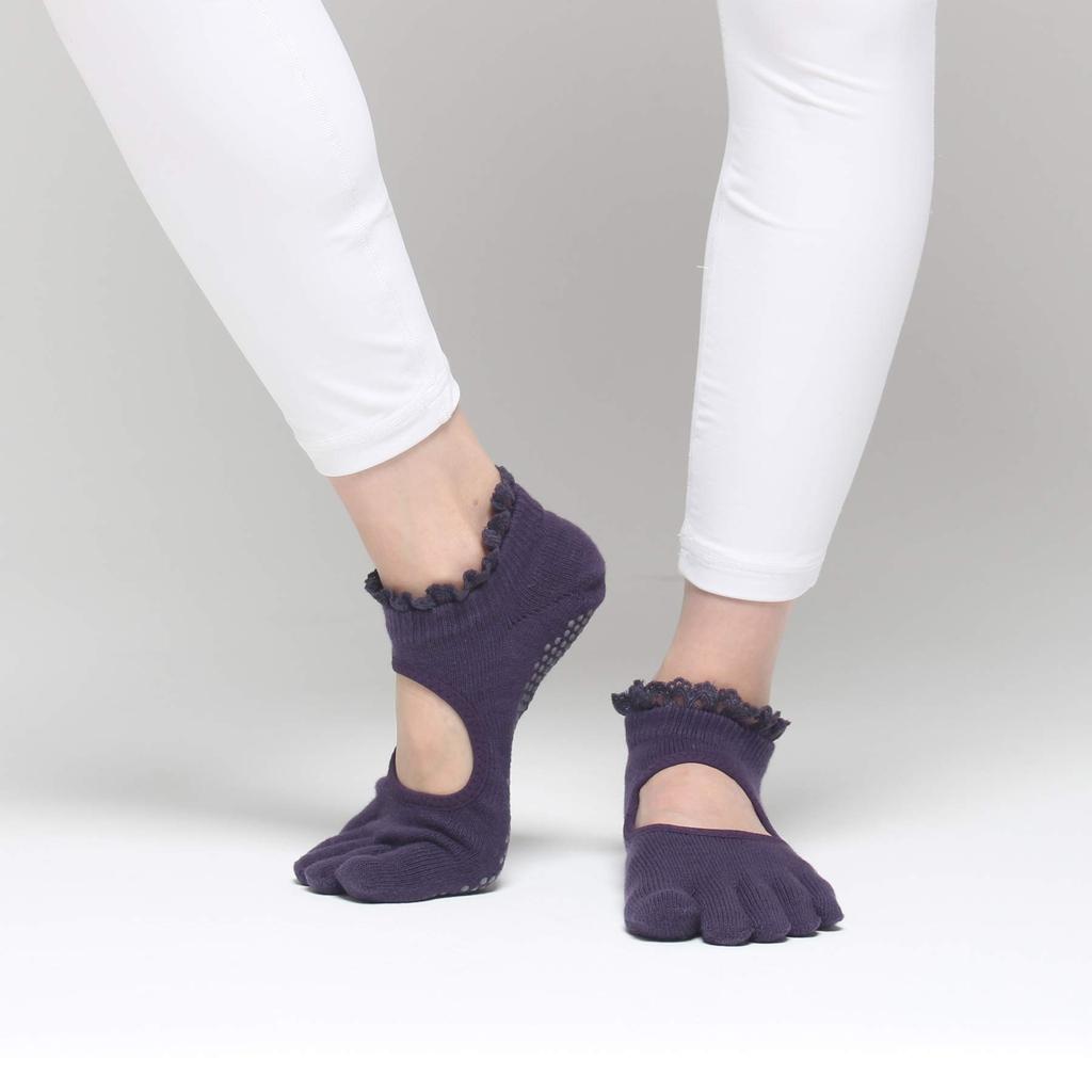 Yoga Yoga Wear Swan Deep [Finger] Women's Five-Toe Socks, Ballet, Pilates, Non-Slip, (Sizes 22.0-24.5 cm, - Purple)