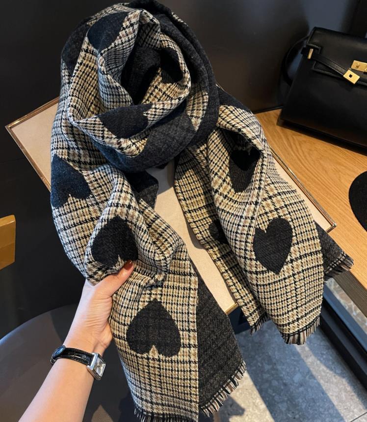Winter-Imitat-Kaschmirschal Damen Herbst- und Winter-verdickter Fransen-Schal Zweifach verwendbar Warm und vielseitig