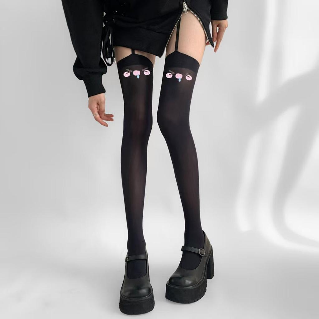 Podkolanówki Damskie Pończochy Bielizna Ultracienkie Przezroczyste Podkolanówki do Uda Seksowna Koronka Kokarda Długie Skarpety Podkolanówki