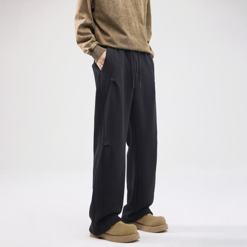 Autumn and winter soft and comfortable double knee rivets irregular splicing design sweatpants men's trendy brand versatile trousers