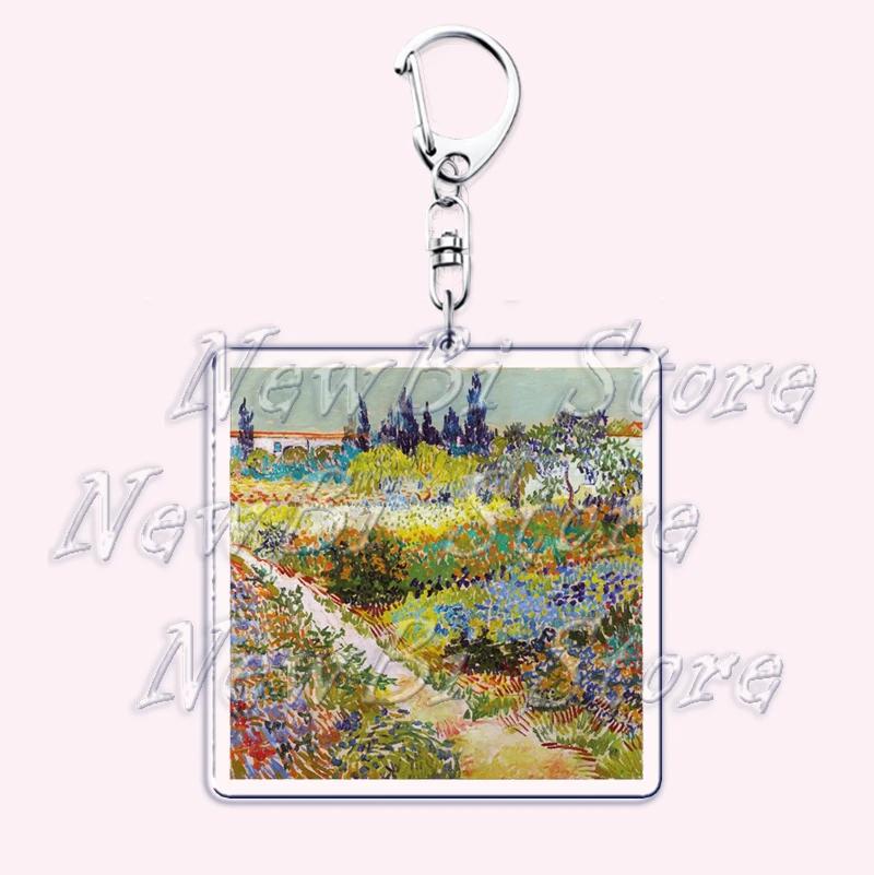 Hot Impressionism Art Keychain for Accessories Bag Van Gogh Monet Mona Lis Oil Painting Pendant Chain Ring Keyring Jewelry Gifts