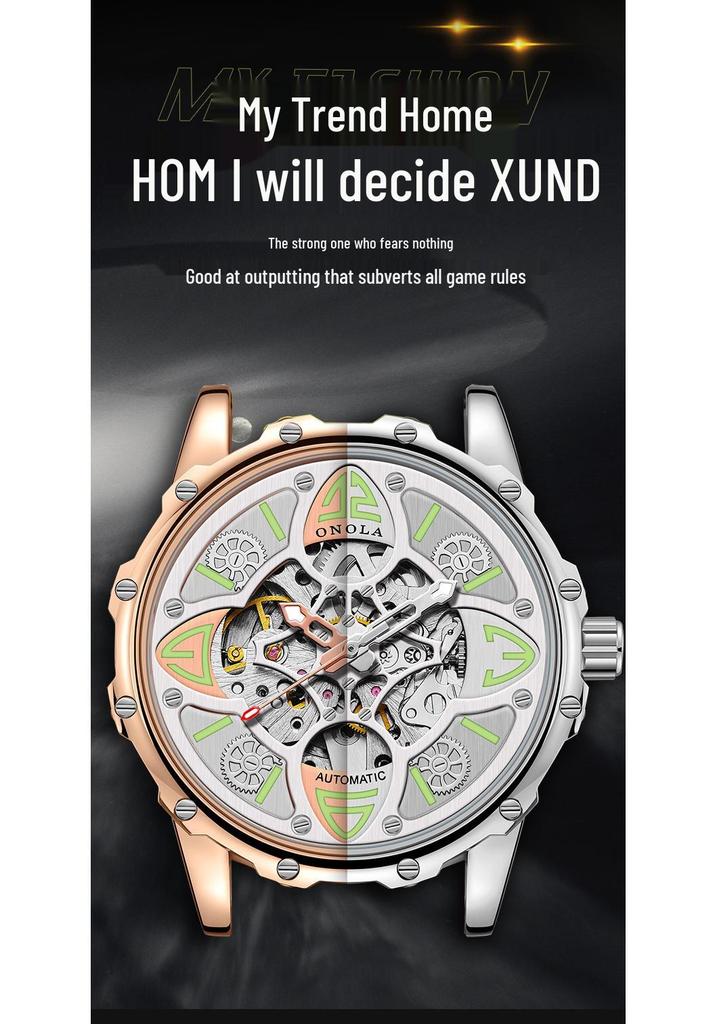 ONOLA Four-Leaf Clover Automatic Mechanical Watch - Unisex Waterproof with Rubber Strap