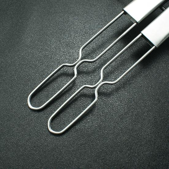 Heat Resistance Stainless Steel Double-Ended BBQ Fork Semi-automatic Design Reusable Barbecue Supply