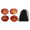 Crystal Runestone Oval Hand Engraving Portable Exquisite Agate Crystal Runes for Travel Red