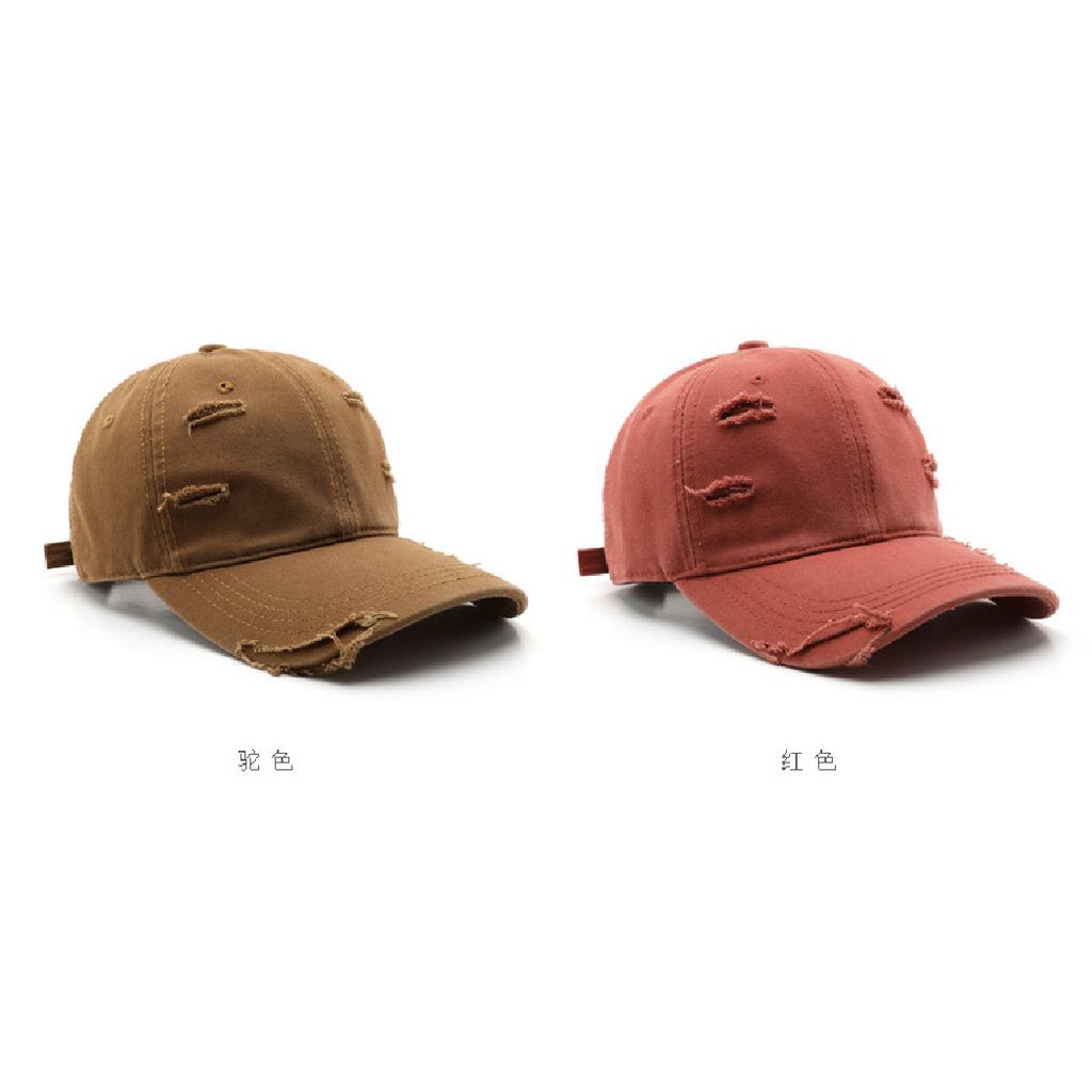Women's solid-color, plain, washed, distressed baseball cap for outdoor activities, offering sun protection and shade