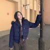 Winter Big Fur Collar Hooded Short Down Cotton-padded Jacket for Women Looking Thin and Warm, Small Cotton-padded Jacket
