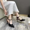 Fashion 2025 New Women's Fashion Pointed Shallow Mouth Metal Line with Anti-slip Wear-resistant High-heeled Stiletto Overhead Sandals