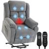 Stand Up Chair With Massage Function And Lumbar Heating Recliner Chair With Remote Controls And Side Pockets Light Gray