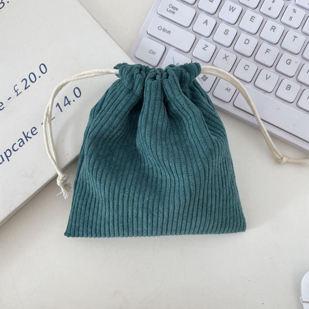 3PCS Solid Color Drawstring Cosmetic Bags Corduroy Large Capacity Gift Storage Bag Durable Drawstring Style