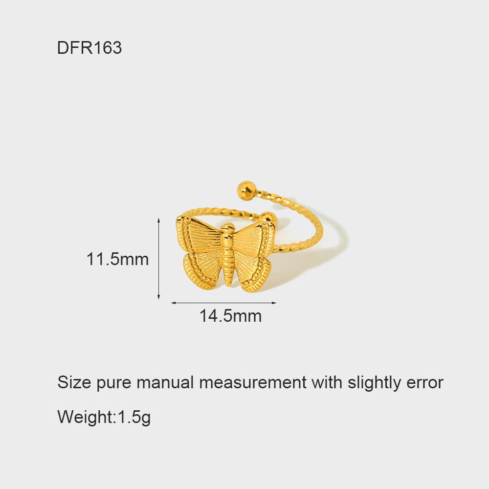 18K Gold-Plated Butterfly Adjustable Ring - Versatile & Waterproof