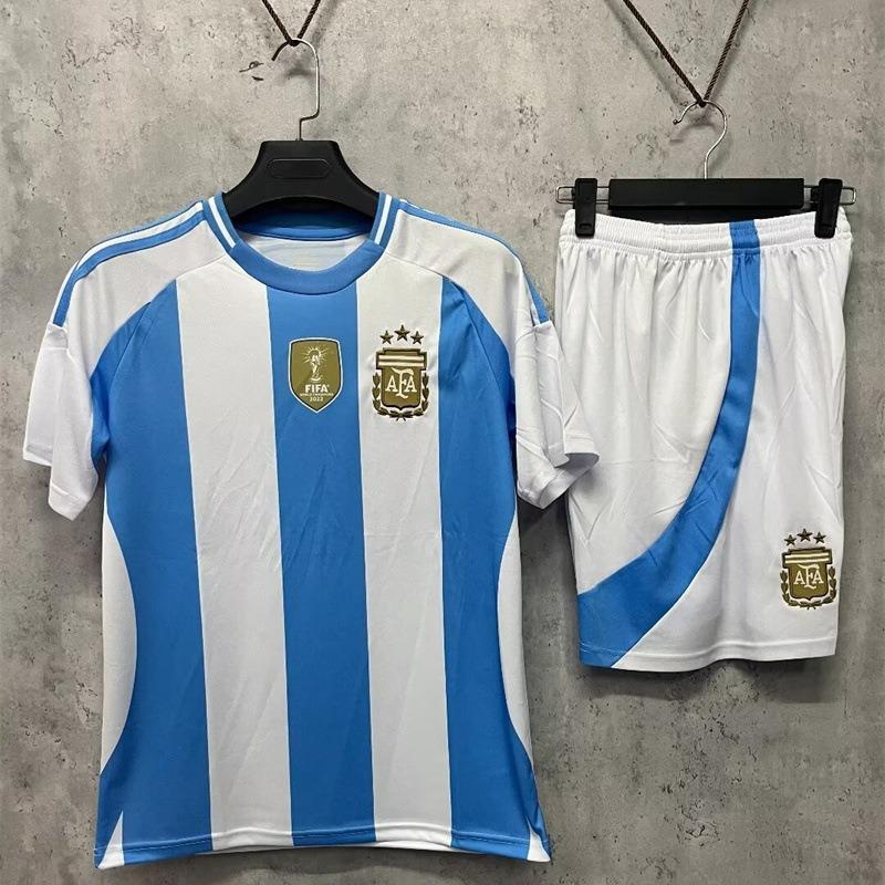 24-25B Argentina Maglia da Allenamento Squadra di Casa Maglia da Calcio Maglia da Bambino Abbigliamento da Bambino Taglia Adulto 16-3XL
